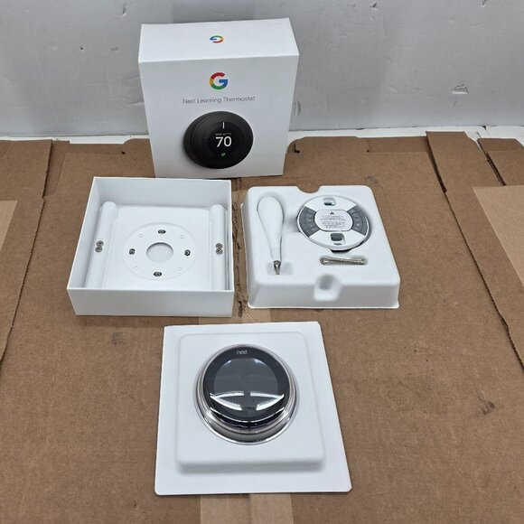 Google Nest 3rd BlackGeneration Learning Programmable Thermostat Kit T3016US A+ - Picture 1 of 16